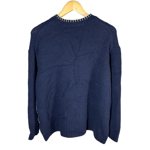 LAFAYETTE 148 Chunky Whipstitch Oversized Sweater Size Small Blue - Picture 2 of 12